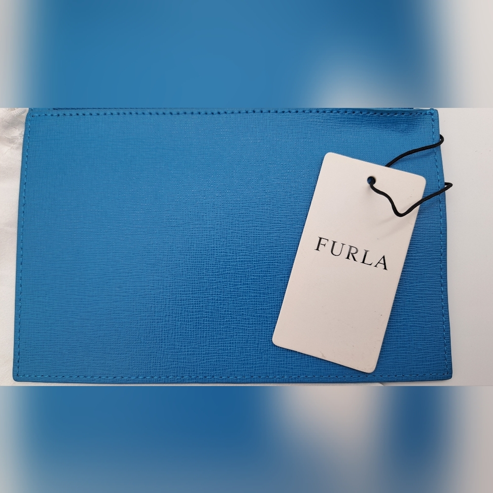 Furla Vibrant Ceruleo Blue Leather Clutch - Picture 3 of 8